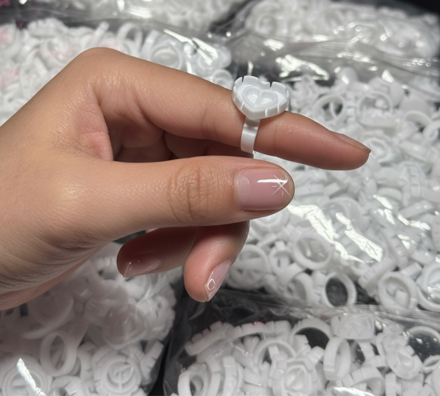 Heart shaped white glue rings