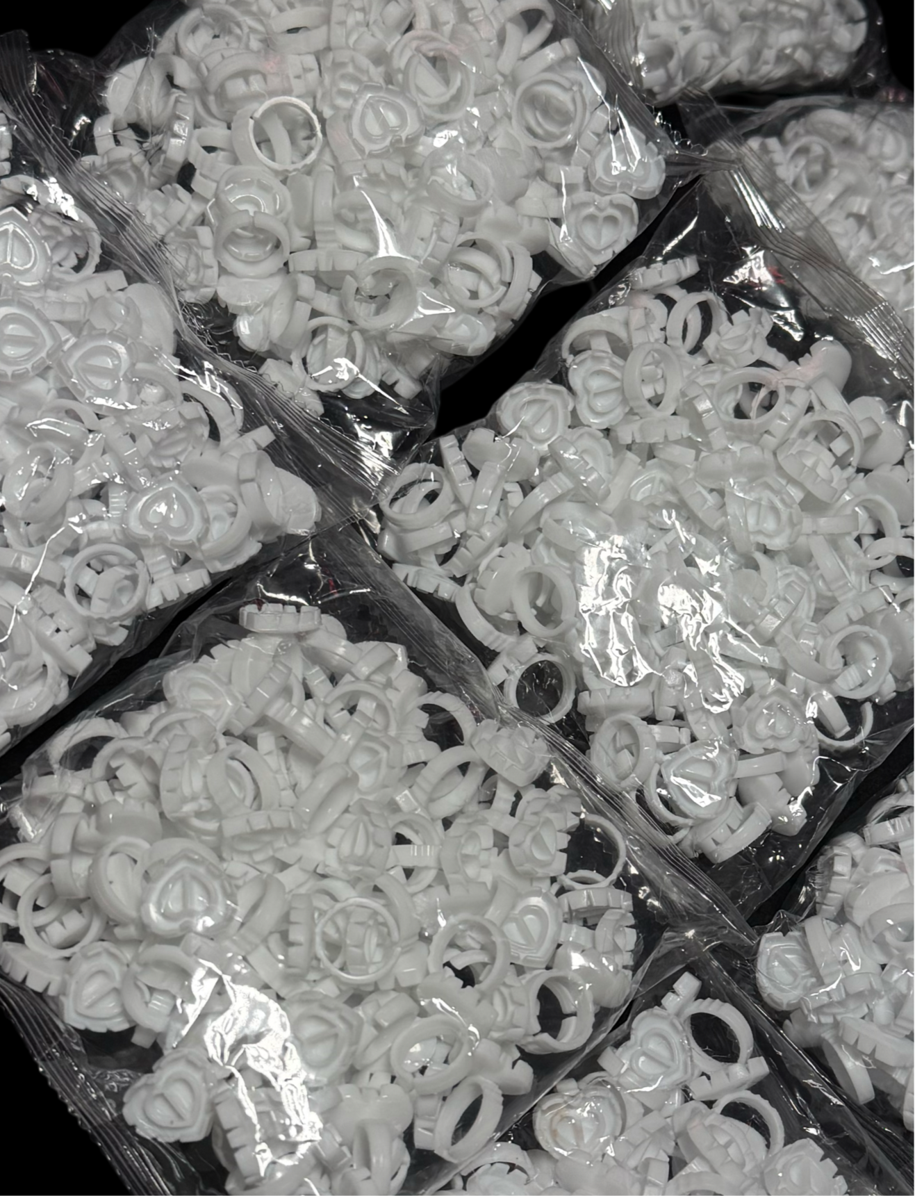 Heart shaped white glue rings